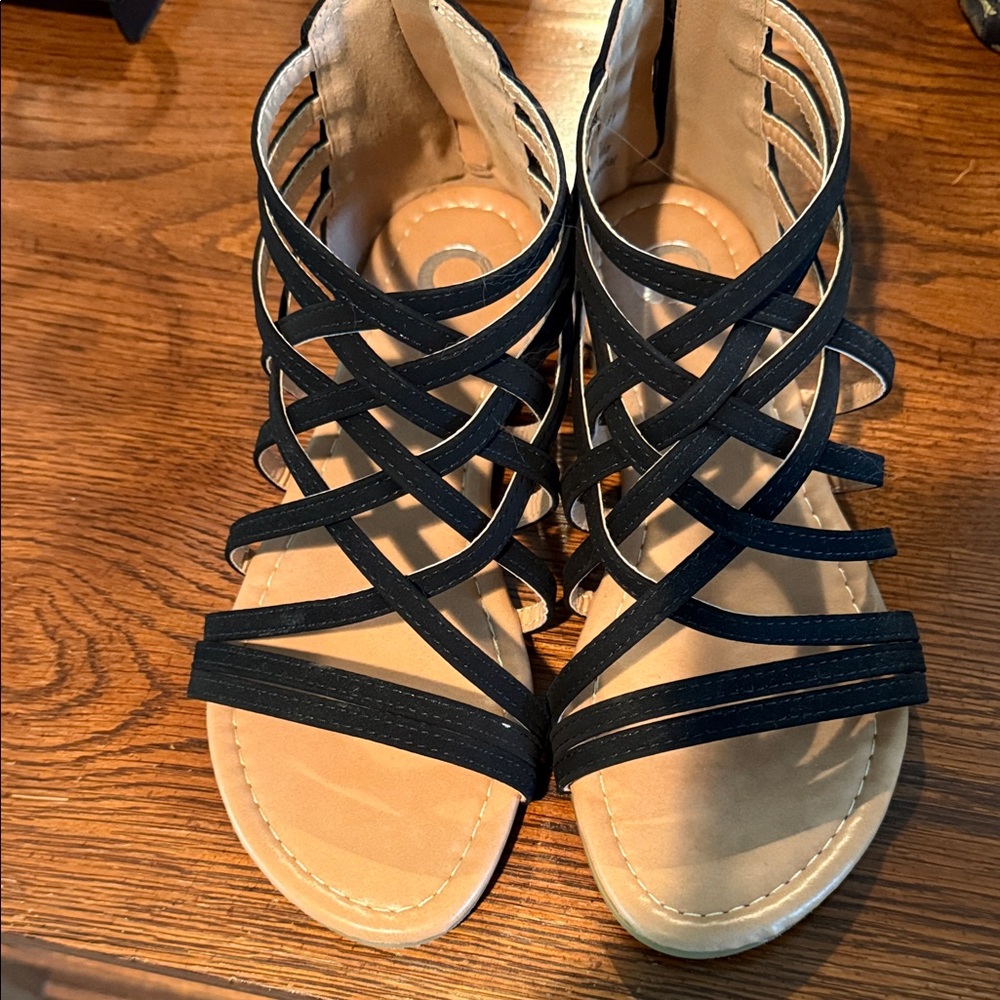 Black Strappy Sandals for Women